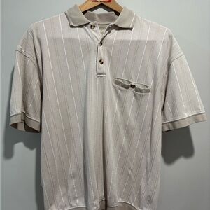 Beige Striped Polo Shirt for Men